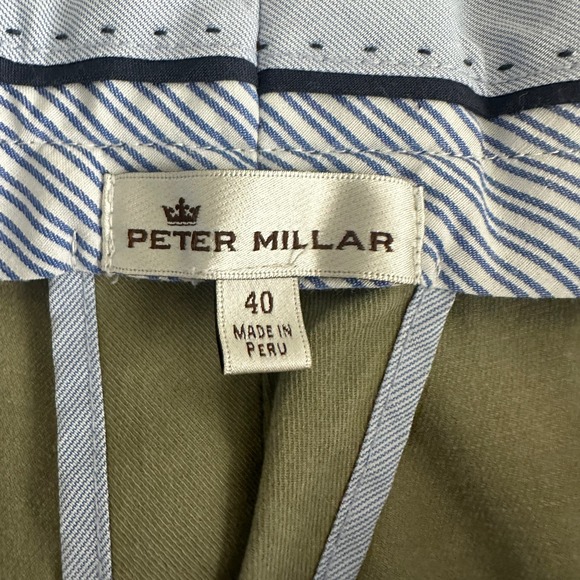 Peter Millar khaki pants Men 40x29 green straight pima cotton flat from preppy - Picture 5 of 9